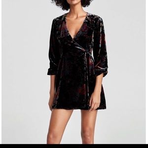 Zara velvet mini wrap dress